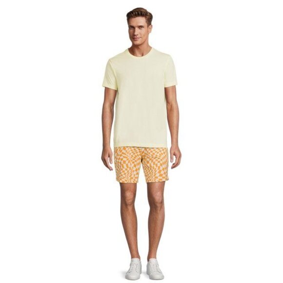 No Boundaries Mens Lounge Shorts Orange White Checked Summer Relaxed Size 2XL - Picture 5 of 5